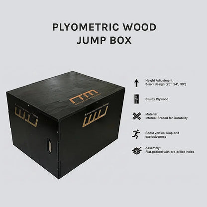 3 IN 1 Black Wood Plyo Games Plyometric Jump Box - Image 8