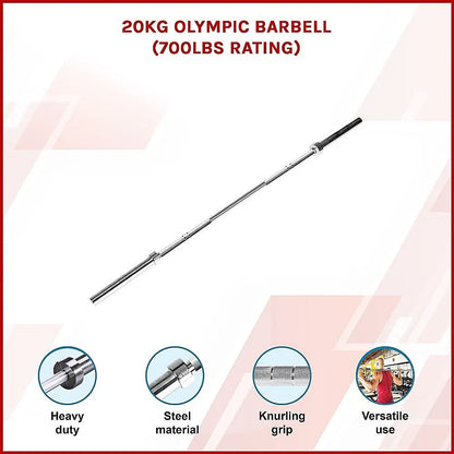 20kg Olympic Barbell 700lb Rated for Powerlifting Home Gym Training - Image 5
