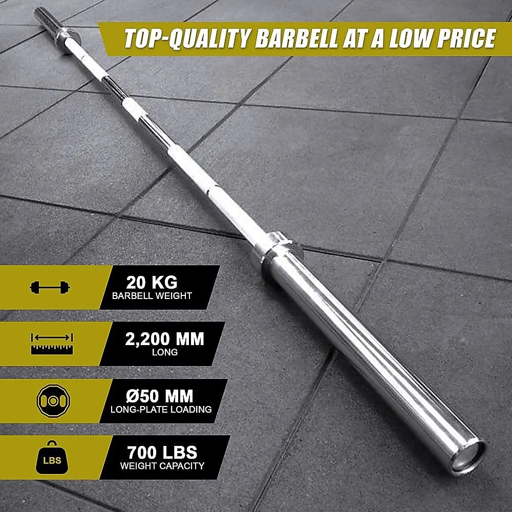 20kg Olympic Barbell 700lb Rated for Powerlifting Home Gym Training - Image 6