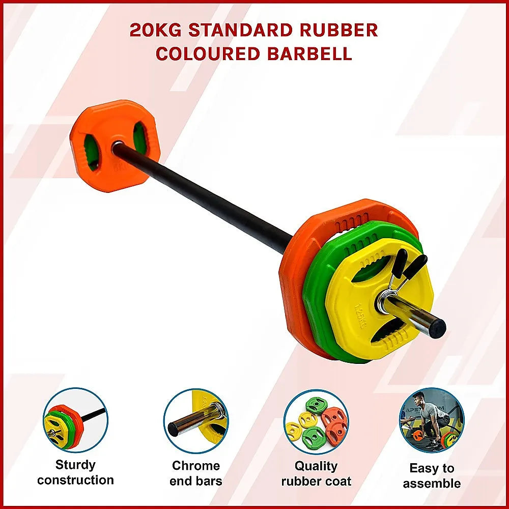 20kg Standard Rubber Coated Barbell Weight Bar for Home Gym - Image 4