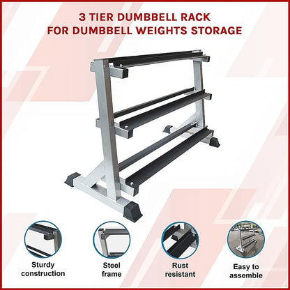 3 Tier Dumbbell Rack for Dumbbell Weights Storage - Image 3