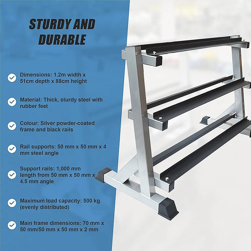 3 Tier Dumbbell Rack for Dumbbell Weights Storage - Image 9