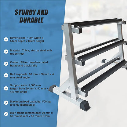 3 Tier Dumbbell Rack for Dumbbell Weights Storage - Image 9