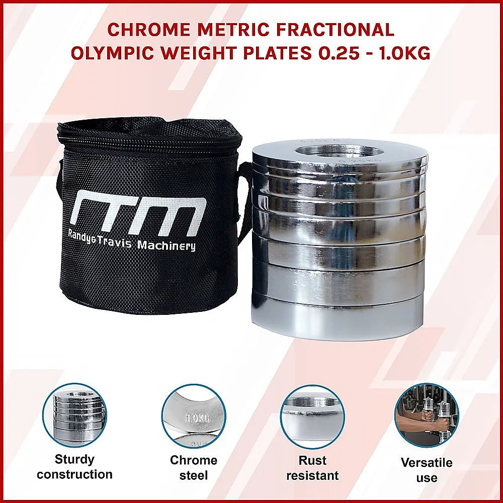 Chrome Metric Fractional Olympic Weight Plates 0.25 to 1kg Set - Image 3