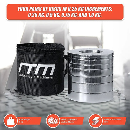 Chrome Metric Fractional Olympic Weight Plates 0.25 to 1kg Set - Image 8
