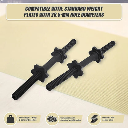 45cm - 1 Pair Dumbbell Bar 25mm Diameter - PVC Coated Dumbell Handle - Image 8