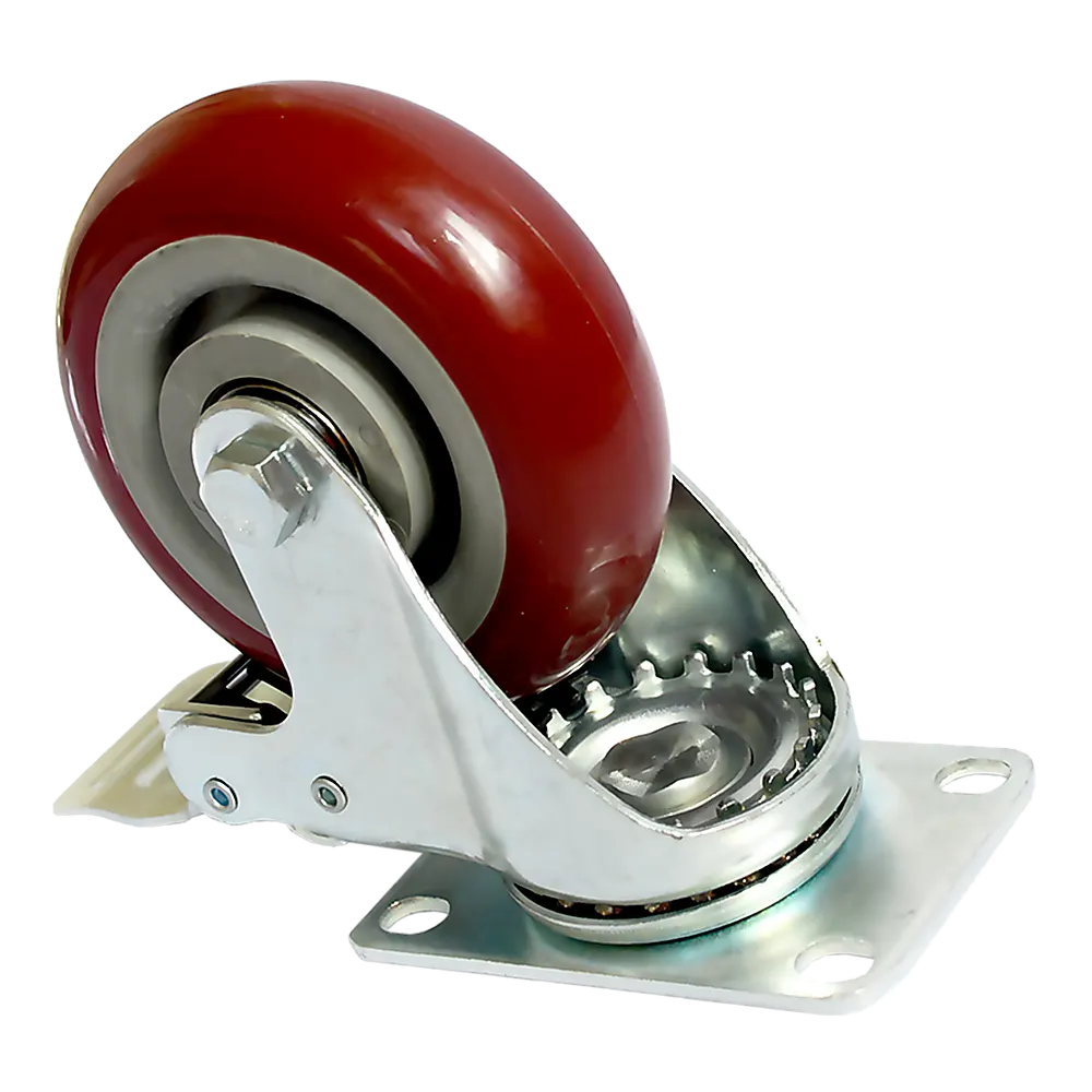 4 x 4" Heavy Duty PU Swivel Castor Wheels With Brake - Image 5
