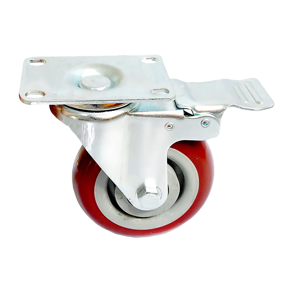 4 x 4" Heavy Duty PU Swivel Castor Wheels With Brake - Image 7