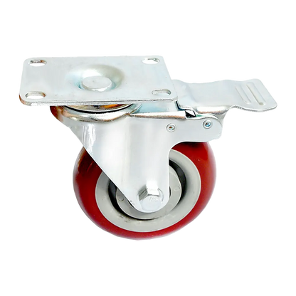 4 x 4" Heavy Duty PU Swivel Castor Wheels With Brake - Image 7