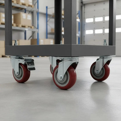 4 x 4" Heavy Duty PU Swivel Castor Wheels With Brake - Image 8
