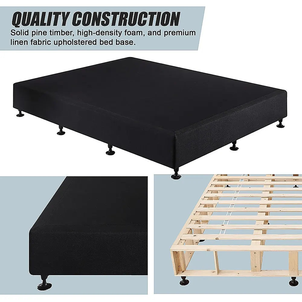 Palermo King Single Ensemble Bed Base Midnight Black Linen Fabric - Image 9