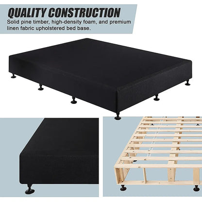 Palermo King Single Ensemble Bed Base Midnight Black Linen Fabric - Image 9