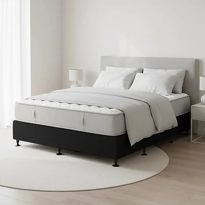 Palermo King Single Ensemble Bed Base Midnight Black Linen Fabric - Image 7