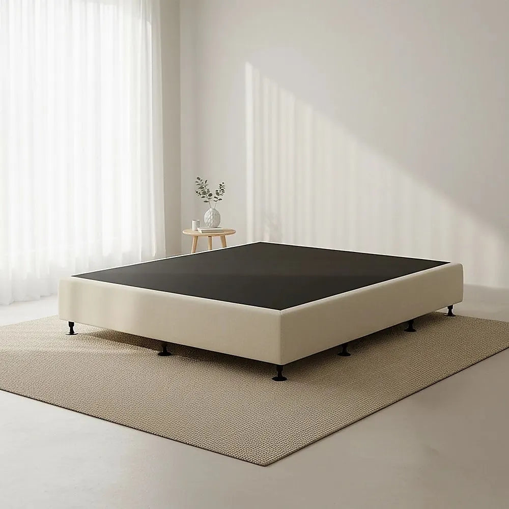 Palermo King Single Ensemble Bed Base Platinum Natural Sand Linen Fabric - Image 2