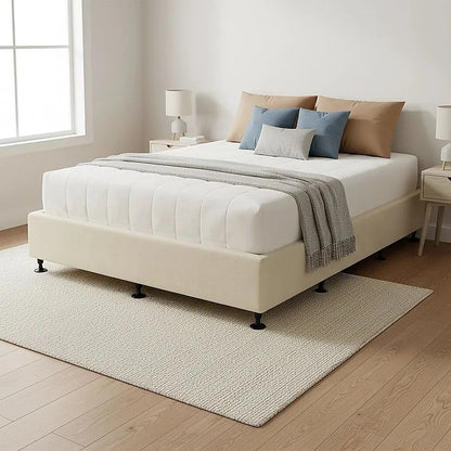 Palermo King Single Ensemble Bed Base Platinum Natural Sand Linen Fabric - Image 5