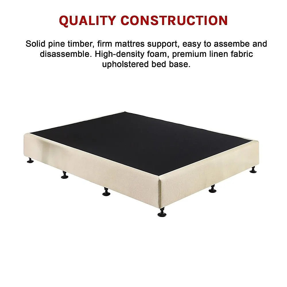Palermo King Single Ensemble Bed Base Platinum Natural Sand Linen Fabric - Image 9