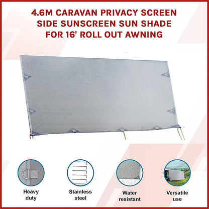 4.6m Caravan Privacy Screen Side Sunscreen Sun Shade for 16' Roll Out Awning - Image 3