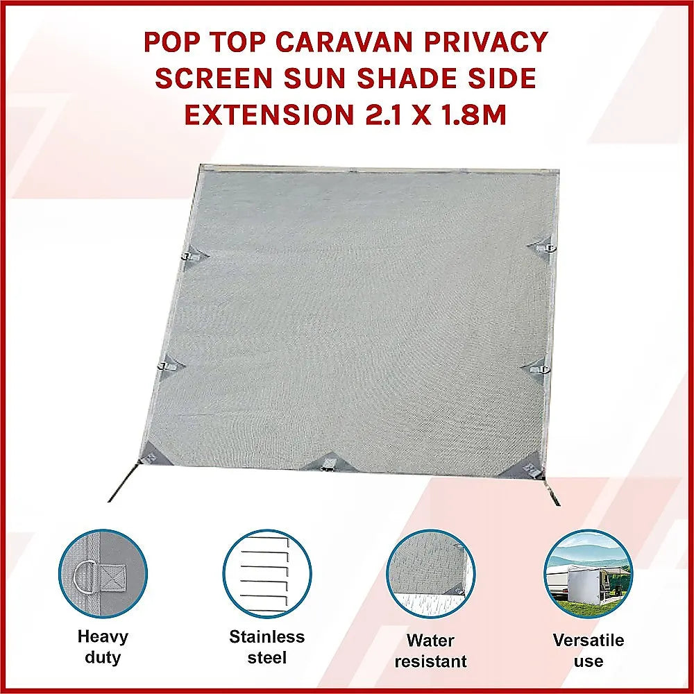 Pop Top Caravan Privacy Screen Sun Shade Side Extension 2.1 x 1.8m - Image 3