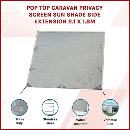 Pop Top Caravan Privacy Screen Sun Shade Side Extension 2.1 x 1.8m - Image 3