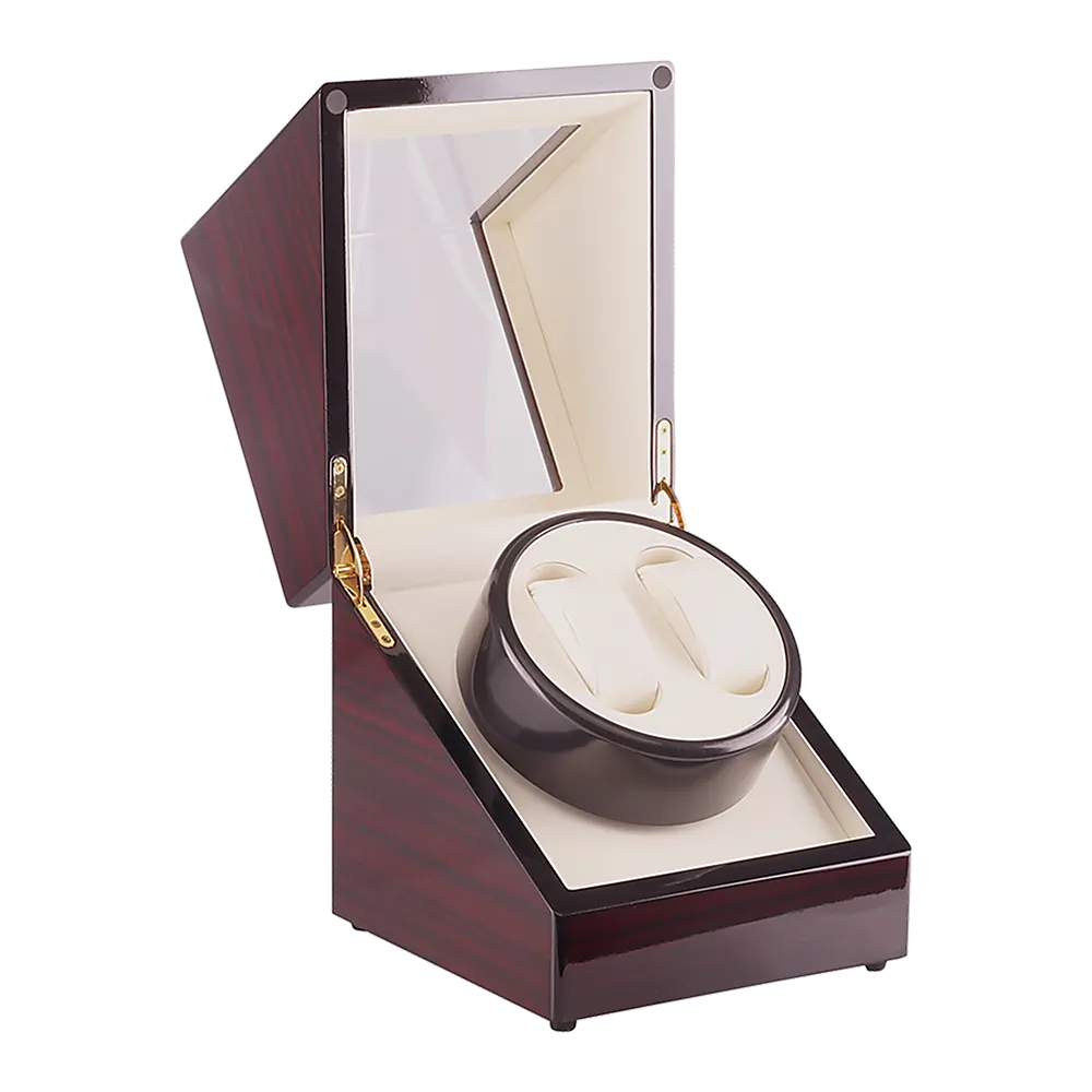 Automatic Dual Watch Winder Wood Display Box Case Motor Rotation Storage