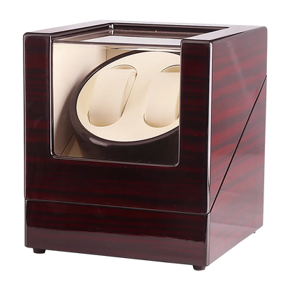 Automatic Dual Watch Winder Wood Display Box Case Motor Rotation Storage - Image 4