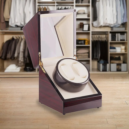 Automatic Dual Watch Winder Wood Display Box Case Motor Rotation Storage - Image 6