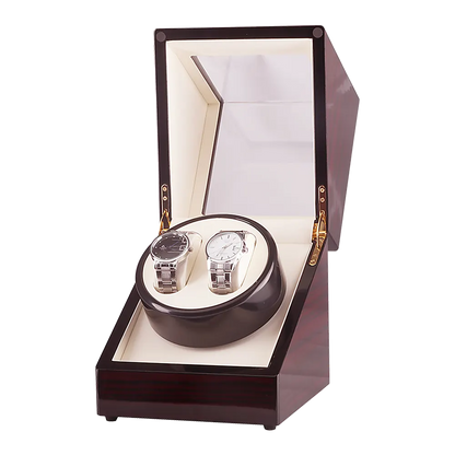 Automatic Dual Watch Winder Wood Display Box Case Motor Rotation Storage - Image 7