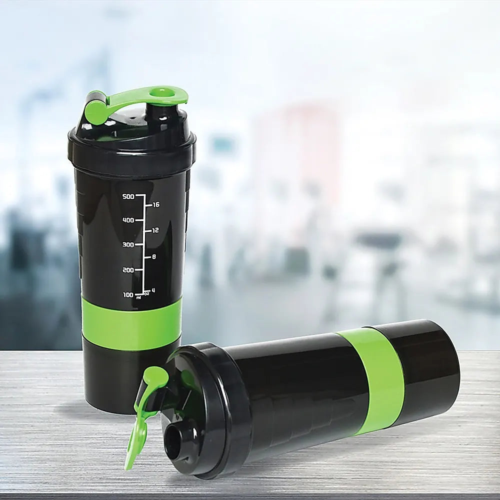 2x Protein Shaker Bottle Set – 3-in-1 Smart Blender Mixer Cup for Gym & Fitness - Image 2