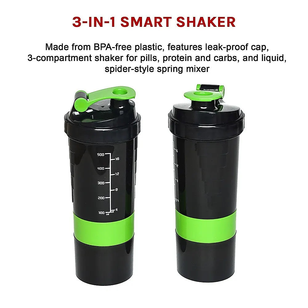 2x Protein Shaker Bottle Set – 3-in-1 Smart Blender Mixer Cup for Gym & Fitness - Image 7