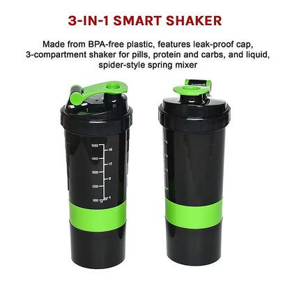 2x Protein Shaker Bottle Set – 3-in-1 Smart Blender Mixer Cup for Gym & Fitness - Image 7