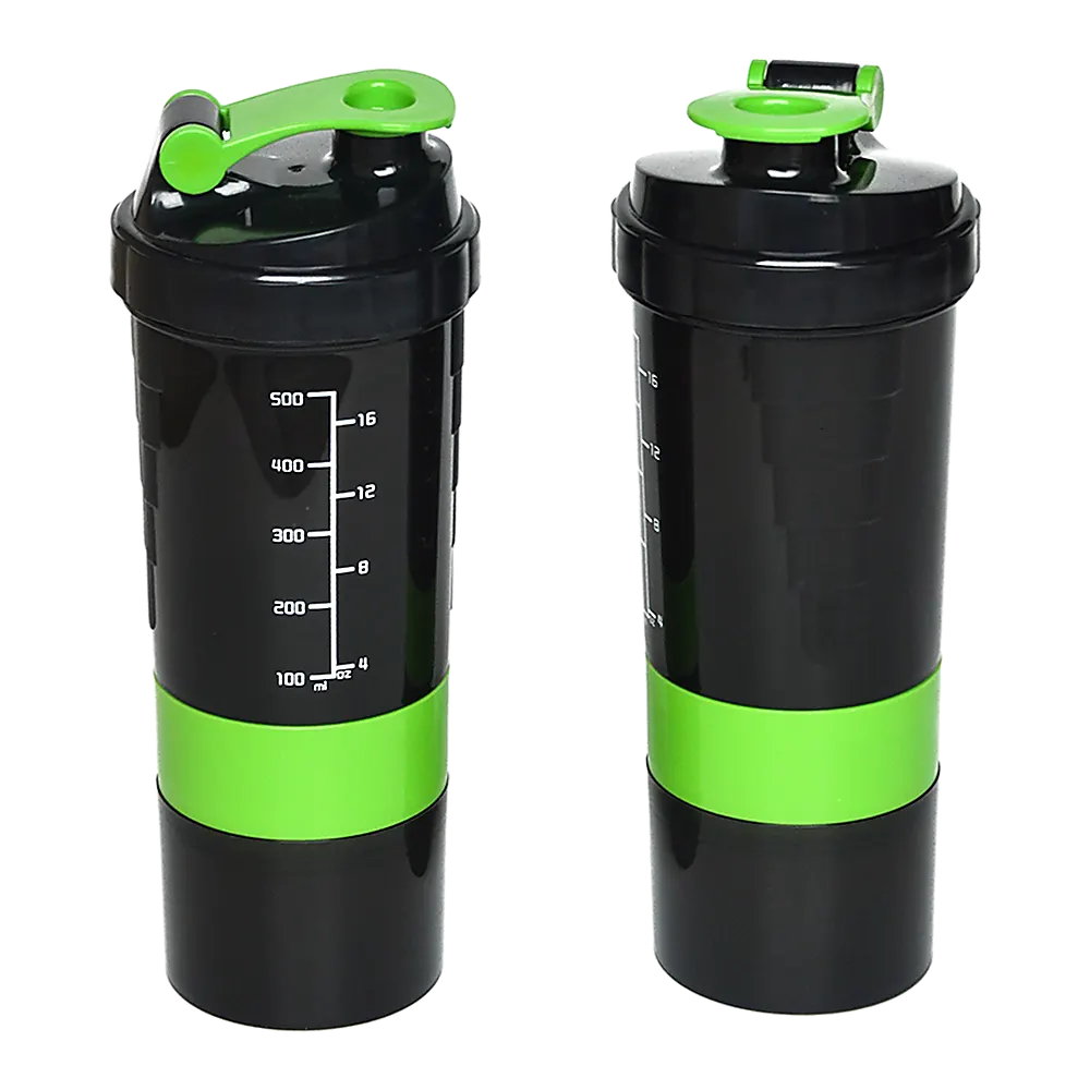 2x Protein Shaker Bottle Set – 3-in-1 Smart Blender Mixer Cup for Gym & Fitness - Image 4