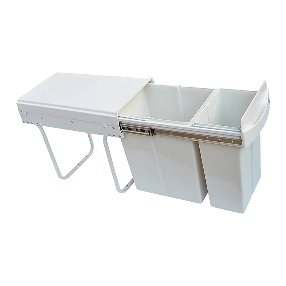 Pull Out Bin Kitchen Double Dual Slide Garbage Rubbish Waste 10L+20L