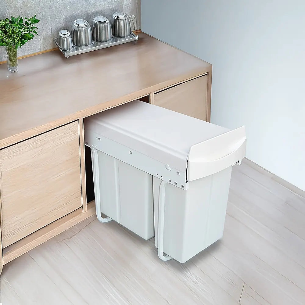 Pull Out Bin Kitchen Double Dual Slide Garbage Rubbish Waste 10L+20L - Image 6