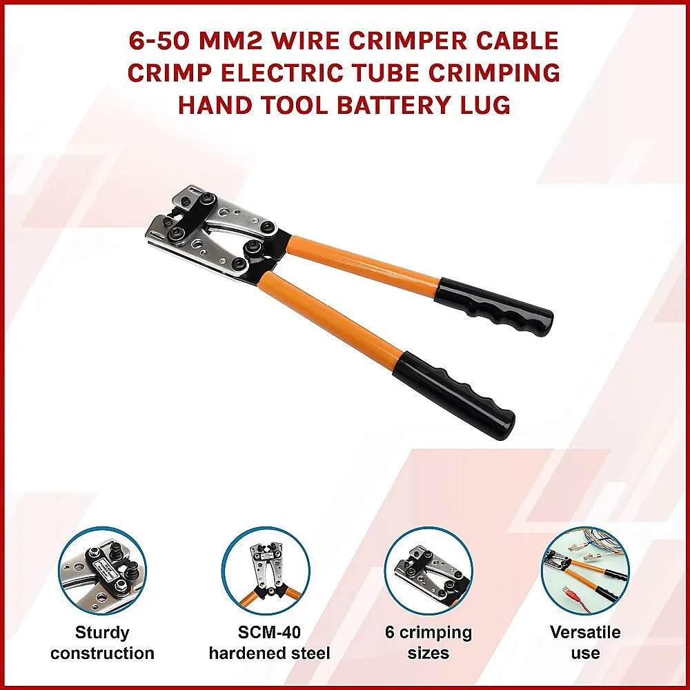 6-50 mm2 Wire Crimper Cable Crimp Electric Tube Crimping Hand Tool Battery Lug - Image 3