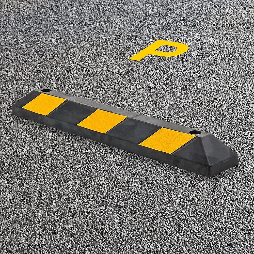 90cm Heavy Duty Rubber Curb Parking Guide Wheel Driveway Stopper Reflective Yellow - Image 7