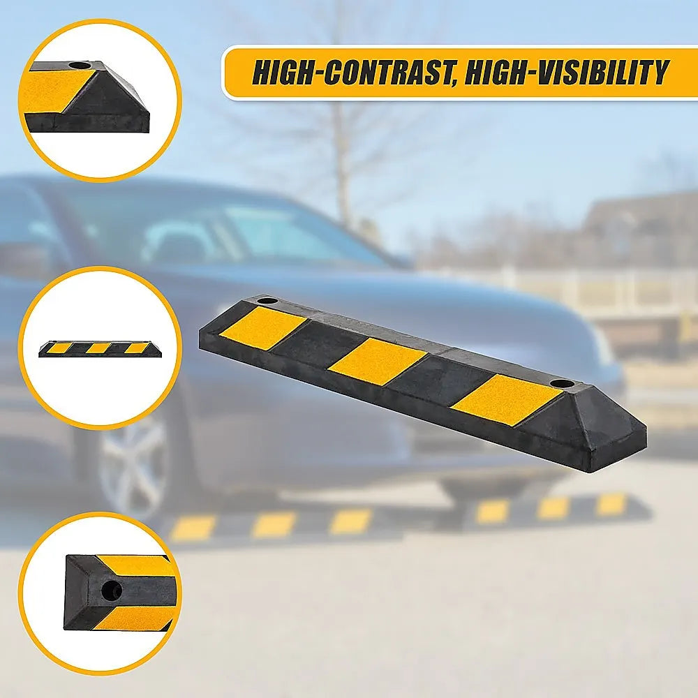 90cm Heavy Duty Rubber Curb Parking Guide Wheel Driveway Stopper Reflective Yellow - Image 8