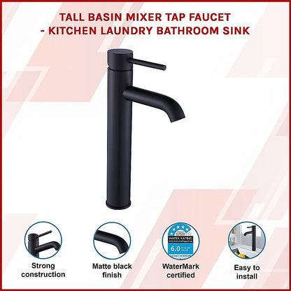 Tall Basin Mixer Tap Faucet -Kitchen Laundry Bathroom Sink - Image 4