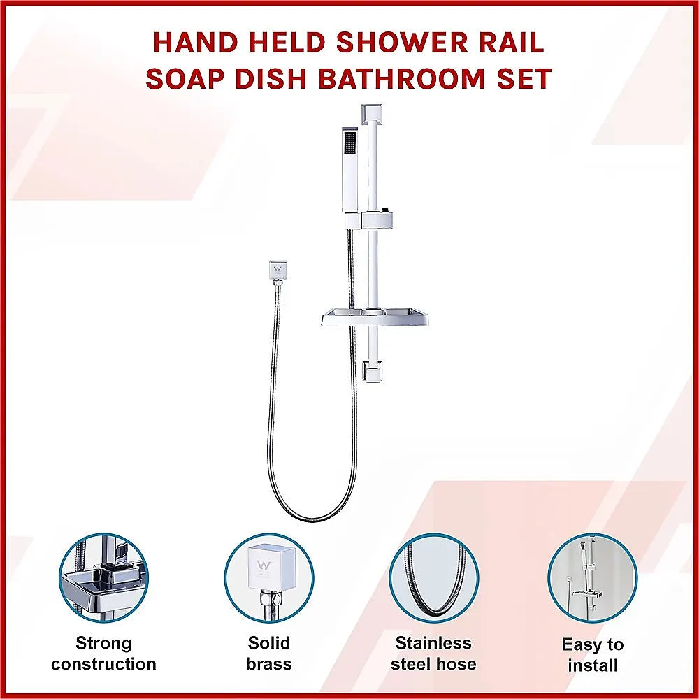 Hand Held Shower Rail Soap Dish Bathroom Set - Image 3