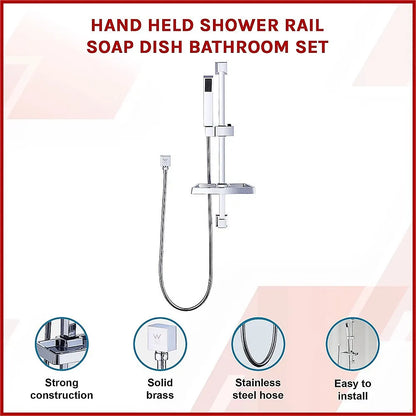 Hand Held Shower Rail Soap Dish Bathroom Set - Image 3