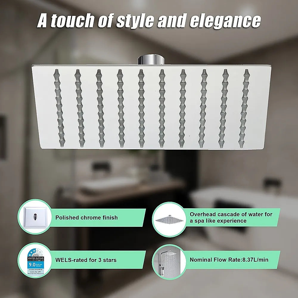 200mm Shower Head Square 304SS Polished Chrome Finish - Image 6