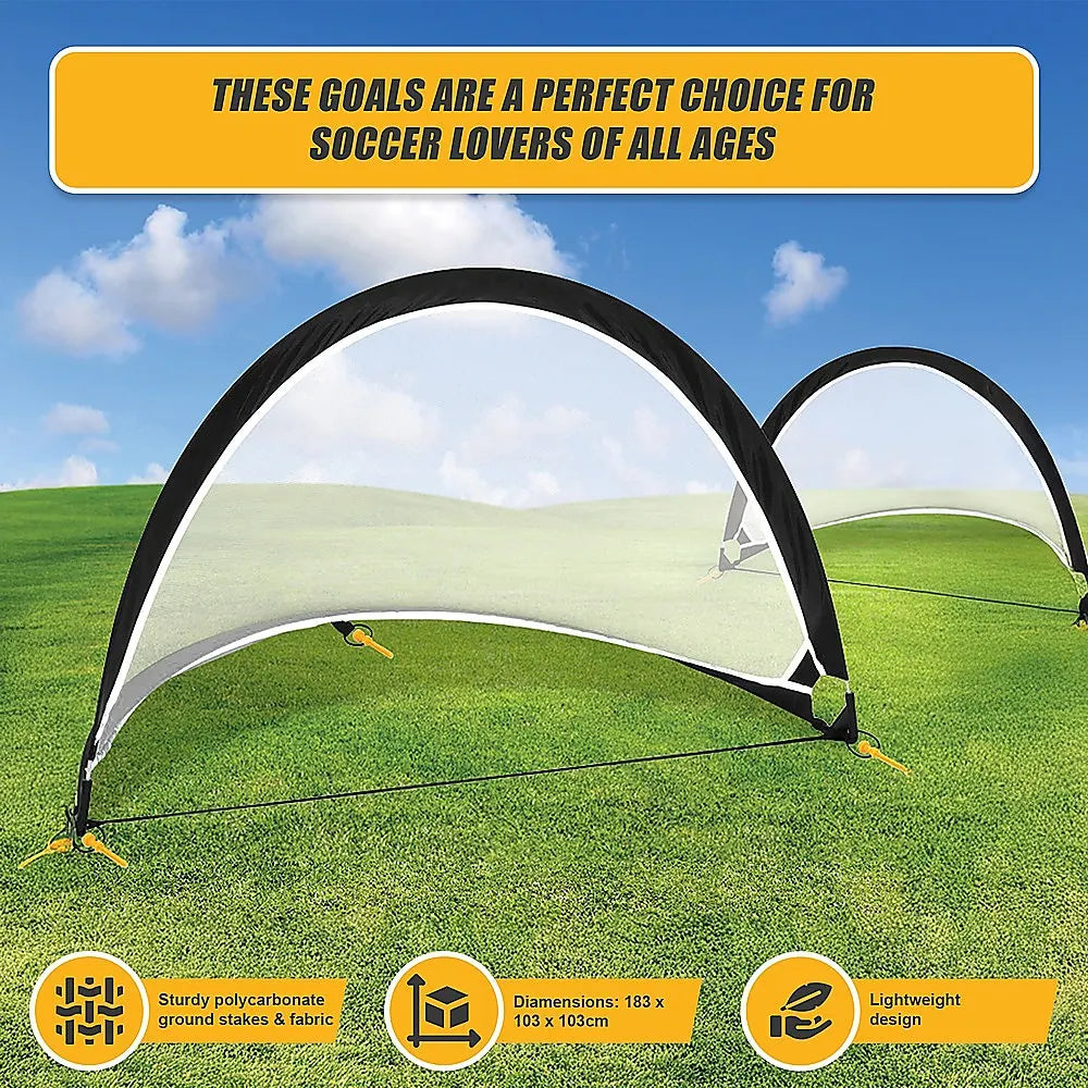 Pair of Soccer Football Goals 180cm Pop Up Portable Quick Set Up - Image 9