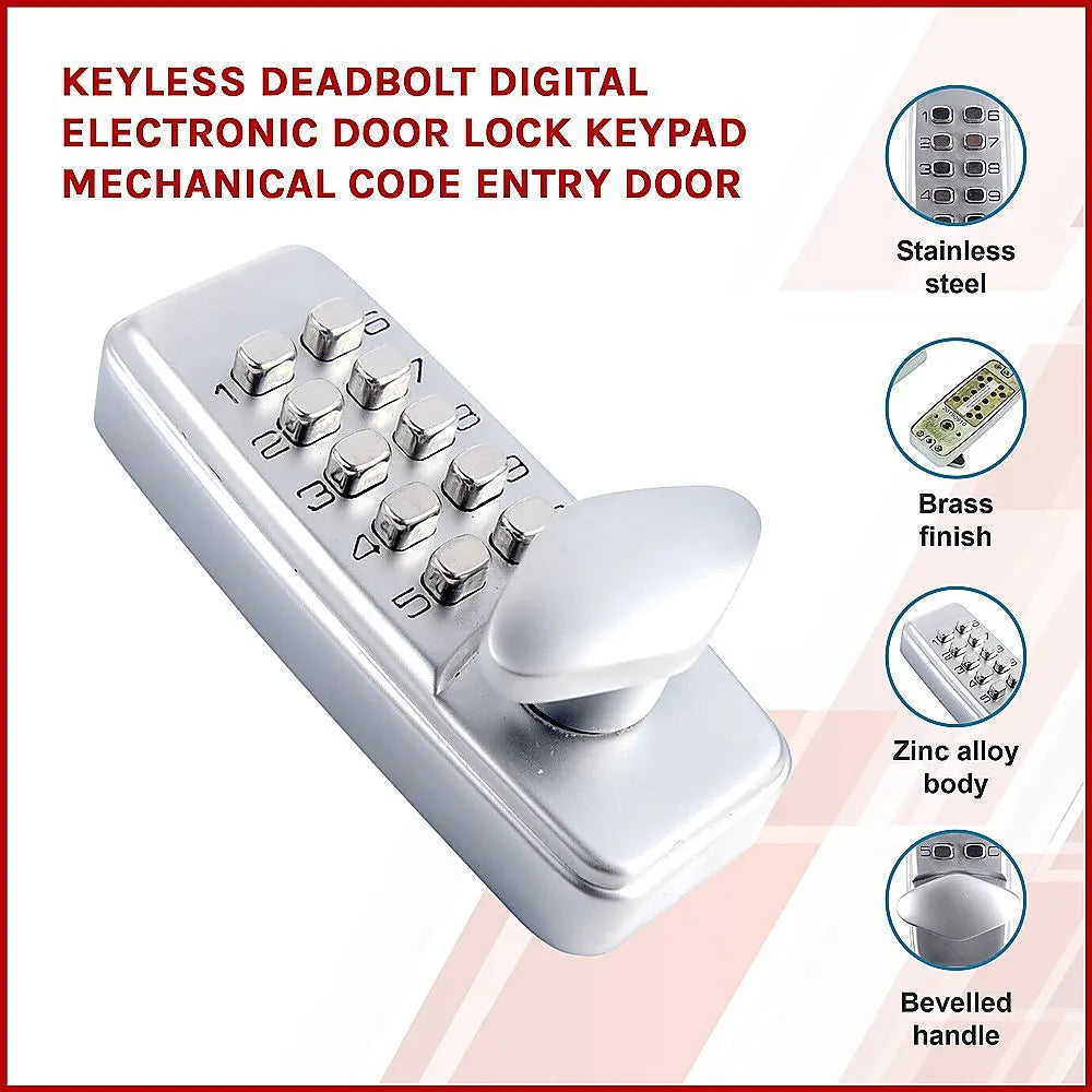 Keyless deadbolt digital electronic door lock keypad mechanical Code Entry Door - Image 3