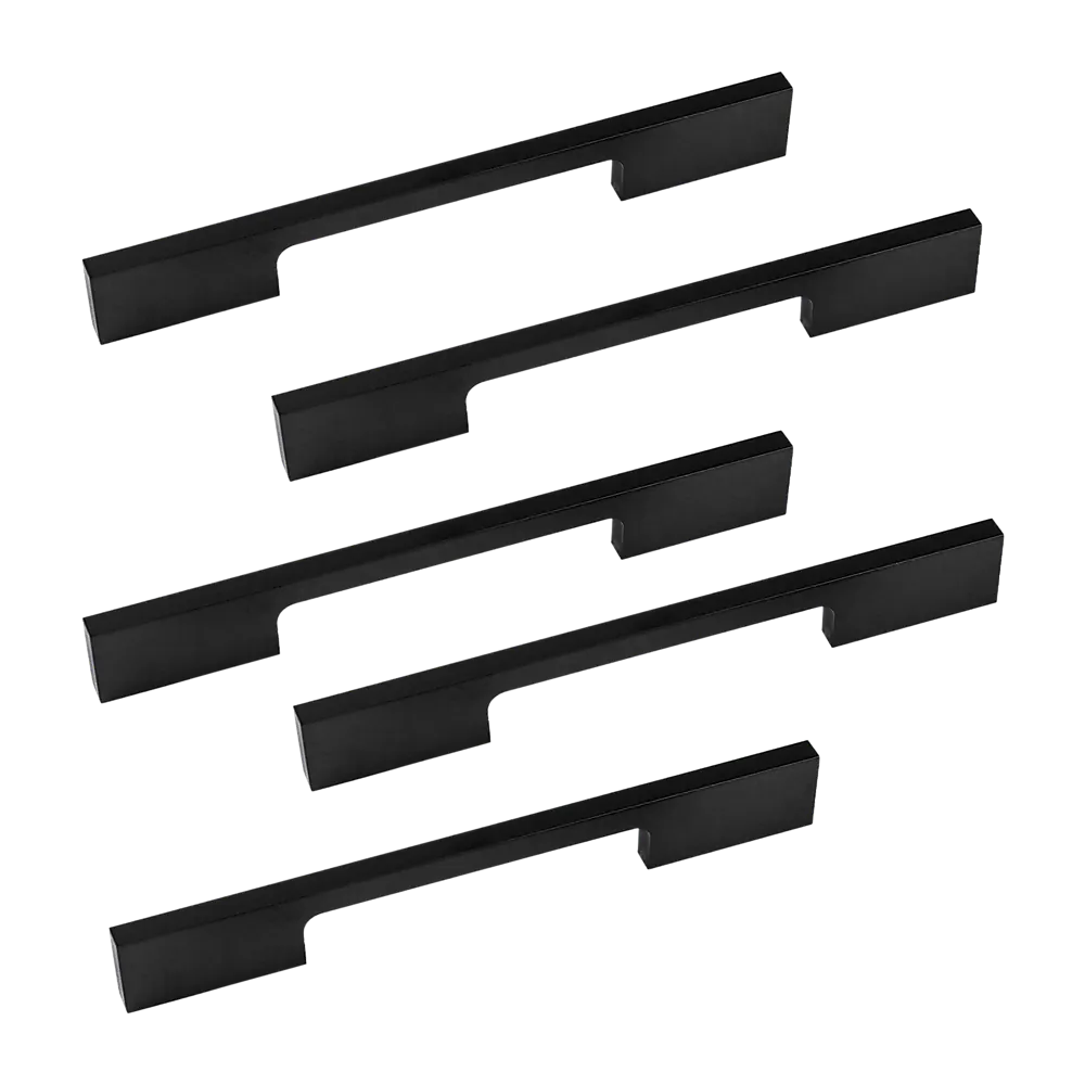 5 x 128mm Kitchen Handle Cabinet Cupboard Door Drawer Handles square Black furniture pulls