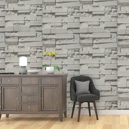 Wallpaper Brick Pattern 3D Textured Non-woven Wall Paper Roll - Image 2