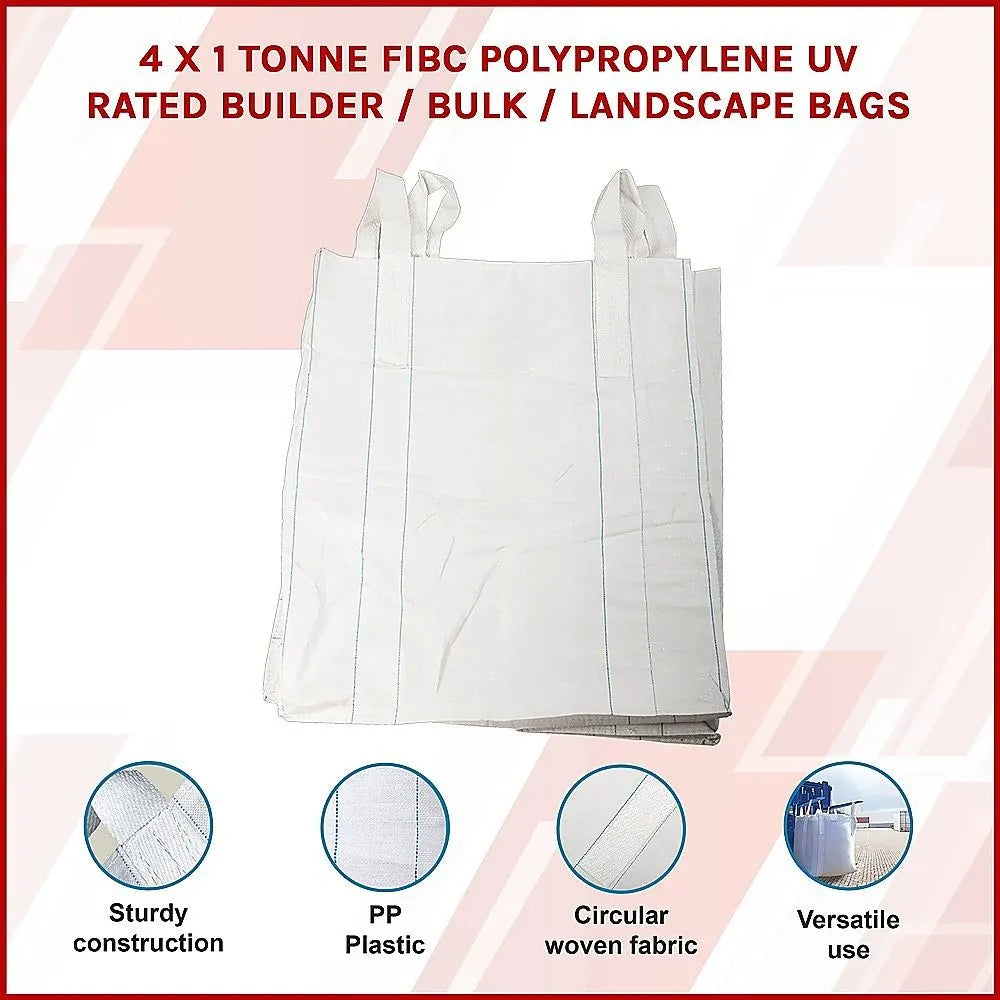 4 x 1 tonne FIBC Polypropylene UV Rated Builder / Bulk / Landscape Bags - Image 3