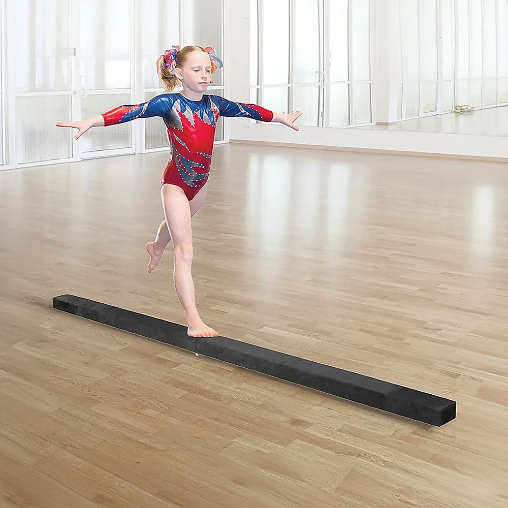 2.4m (8FT) Gymnastics Folding Balance Beam Black Synthetic Suede - Image 2
