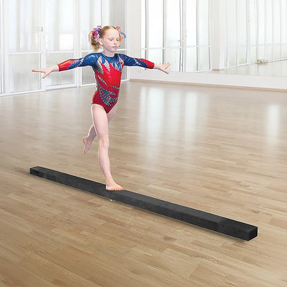 2.4m (8FT) Gymnastics Folding Balance Beam Black Synthetic Suede - Image 2