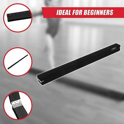 2.4m (8FT) Gymnastics Folding Balance Beam Black Synthetic Suede - Image 8