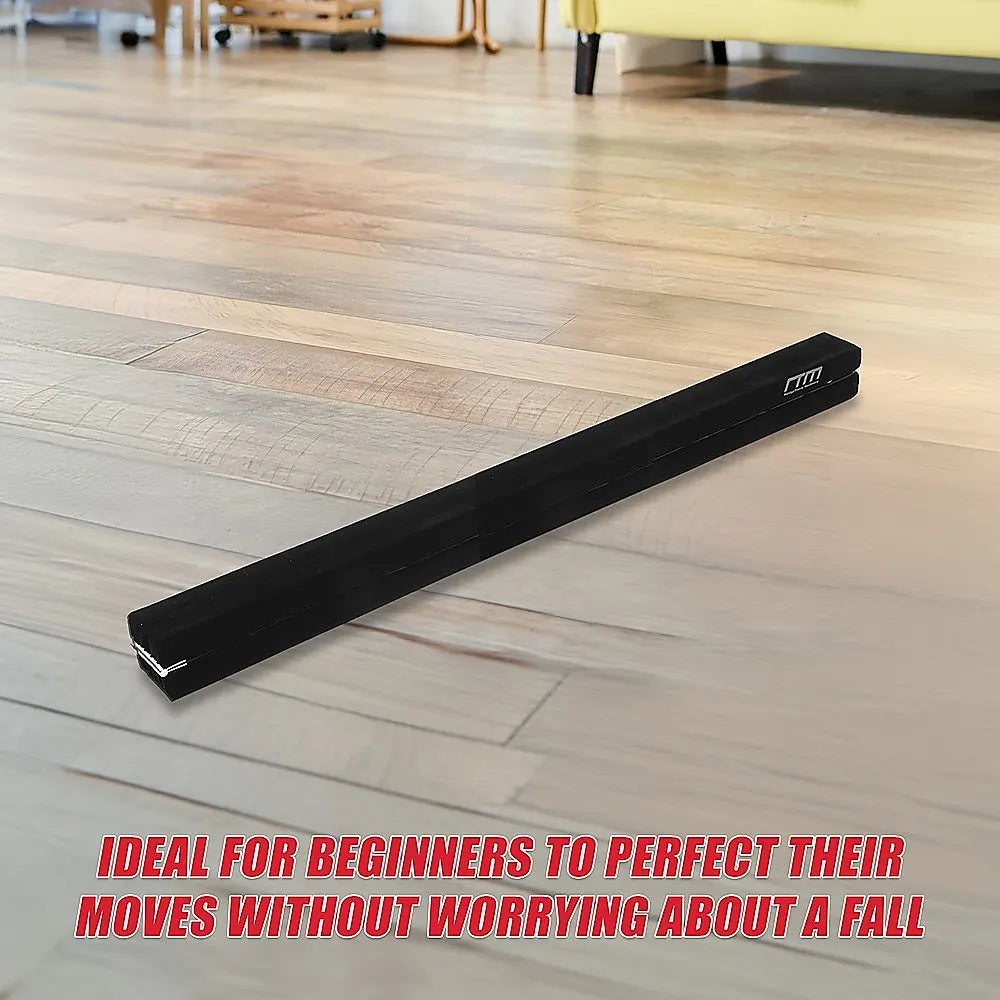 2.4m (8FT) Gymnastics Folding Balance Beam Black Synthetic Suede - Image 9