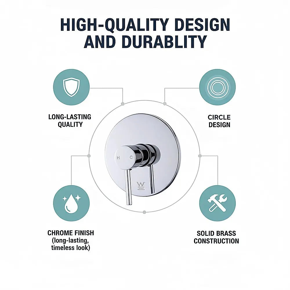 Shower Bath Mixer Tap Bathroom WATERMARK Approved - Chrome - Image 9